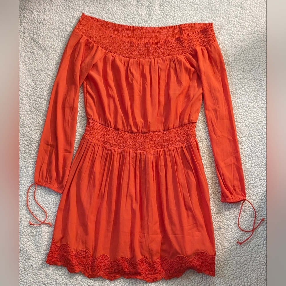 Abercrombie & Fitch Vibrant Orange Off-Shoulder Dress
